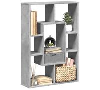 WEMYUFURN Bibliothèque moderne gris béton 63 x 20 x 90 cm en matériau dérivé du bois avec design géométrique pour une organisation élégante de la pièce. Meuble de rangement polyvalent avec