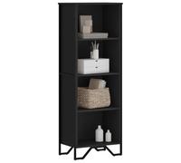 WEMYUFURN Bibliothèque noire 50 x 31 x 137,5 cm en bois avec 4 compartiments ouverts et pieds en métal pour espace de rangement et rangement stable comme étagère et séparateur de pièce