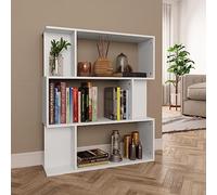 WEMYUFURN Bibliothèque séparateur de pièce, blanche, 80 x 24 x 96 cm, en bois avec 3 compartiments spacieux et 6 petits compartiments pour espace de rangement, étagère polyvalente pour magazines