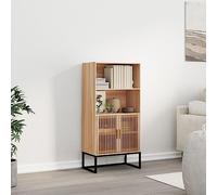 WEMYUFURN Buffet haut scandinave en pin avec 2 portes et espace de rangement - Buffet stable avec pieds en fer pour un design intemporel de salon