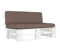 WEMYUFURN Canapé central en palettes en bois de pin imprégné, blanc, pour jardin ou terrasse, avec coussins, design modulaire dans le cadre d'un ensemble de salon, peut également être utilisé comme