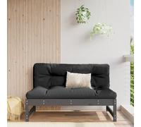 WEMYUFURN Canapé central gris 120 x 80 cm en pin massif avec design à lattes et coussin doux, canapé d'extérieur modulable pour jardin, terrasse ou cour, charge jusqu'à 110 kg par
