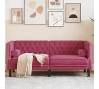 WEMYUFURN Canapé Chesterfield 2 places en velours avec agrafage à boutons et traversins pour un confort élégant et une décoration élégante