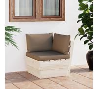 WEMYUFURN Canapé d'angle en palettes avec coussins en bois d'épicéa imprégné, élément d'angle de jardin modulaire pour terrasse et salon, durable et facile d'entretien
