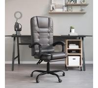 WEMYUFURN Chaise de bureau avec fonction massage en cuir synthétique gris - Chaise de bureau ergonomique pour un maximum de confort - Chaise de bureau pour le lieu de travail ou le bureau à domicile