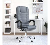 WEMYUFURN Chaise de bureau avec fonction massage en velours gris foncé - Chaise de bureau ergonomique pour un maximum de confort - Chaise de bureau pour le lieu de travail ou le bureau à domicile