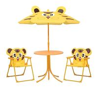 WEMYUFURN Ensemble bistro de jardin 3 pièces pour enfants avec parasol jaune, ensemble de sièges d'extérieur, salon de terrasse, salon de jardin, salon de jardin, salon de jardin, résistant aux