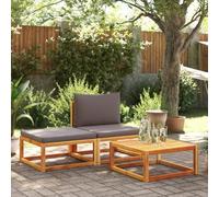 WEMYUFURN Ensemble canapé de jardin en bois d'acacia massif avec coussins pour terrasse jardin patio design modulaire housses amovibles résistant aux intempéries et stable