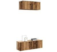 WEMYUFURN Ensemble de 2 meubles TV muraux aspect bois recyclé étagère TV commode buffet suspendu table basse