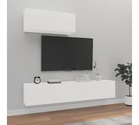 WEMYUFURN Ensemble de 3 meubles TV en bois blanc - Buffet suspendu - Commode - Buffet TV - Table basse