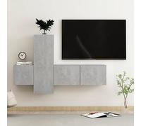 WEMYUFURN Ensemble de 3 meubles TV en bois gris béton - Table basse - Buffet de salon - Meuble TV suspendu