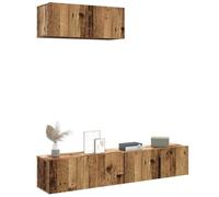 WEMYUFURN Ensemble de 3 meubles TV muraux aspect bois vieilli - Rack HiFi - Table basse - Armoire suspendue
