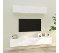 WEMYUFURN Ensemble de 4 meubles TV en bois blanc - Buffet suspendu - Buffet TV - Table basse