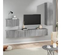 WEMYUFURN Ensemble de 4 meubles TV en bois Sonoma gris - Table basse - Buffet suspendu - Armoire de salon