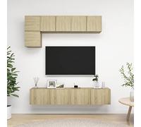 WEMYUFURN Ensemble de 5 meubles TV, en bois de chêne Sonoma, armoire, commode, buffet, meuble bas