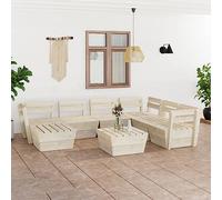 WEMYUFURN Ensemble de 8 pièces Salon de jardin en palettes en bois d'épicéa imprégné, ensemble de sièges d'extérieur, salon de terrasse, salon de jardin, salon de jardin - résistant aux intempéries
