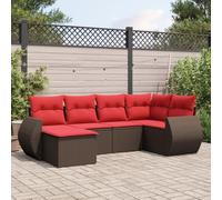 WEMYUFURN Ensemble de canapé de jardin 6 pièces avec coussins en polyrotin marron, design modulaire avec housses amovibles et lavables pour une assise confortable dans le jardin ou sur la terrasse