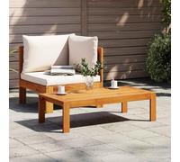 WEMYUFURN Ensemble de canapé de jardin modulable 2 pièces avec coussins en bois d'acacia massif, canapé de jardin modulable pour terrasse et cour, avec coussins d'assise et dossier rembourrés épais et