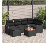 WEMYUFURN Ensemble de canapés de jardin modernes en forme de L en polyrotin noir avec coussins noirs, design modulaire spacieux pour l'extérieur, pieds réglables pour un support stable