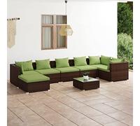 WEMYUFURN Ensemble de salon de jardin 8 pièces avec coussins en rotin synthétique marron, ensemble de salon de terrasse, salon de jardin - Résistant aux intempéries et confortable - Pour terrasse