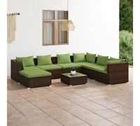 WEMYUFURN Ensemble de salon de jardin 8 pièces avec coussins en rotin synthétique marron, ensemble de salon de terrasse, salon de jardin - Résistant aux intempéries et confortable - Pour terrasse