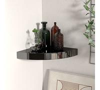 WEMYUFURN Étagère d'angle coulissante en MDF - Noir brillant - 25 x 25 x 3,8 cm - Pour salon, chambre à coucher et bureau