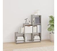 WEMYUFURN Étagère d'escalier gris béton 107 cm en matériau dérivé du bois avec 6 compartiments, espace de rangement, bibliothèque, design durable pour salon et bureau, rangement stable pour livres et