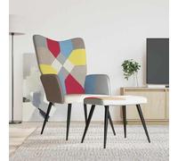 WEMYUFURN Fauteuil de relaxation avec tabouret en tissu patchwork moderne et confortable avec cadre en acier - Design élégant - Housse douce - Salon stable