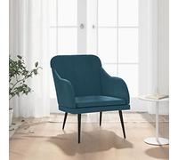 WEMYUFURN Fauteuil de relaxation bleu 63 x 76 x 80 cm en velours avec dossier rembourré et structure en métal pour salon confort