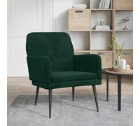 WEMYUFURN Fauteuil de relaxation en velours avec dossier rembourré et structure en métal - Vert foncé - 62 x 79 x 79 cm