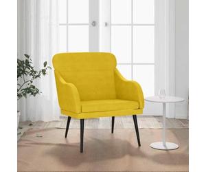WEMYUFURN Fauteuil de relaxation jaune 63 x 76 x 80 cm en velours avec dossier rembourré et structure en métal pour salon confort