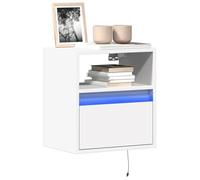 WEMYUFURN Lot de 2 armoires murales avec éclairage LED - Blanc - Support TV HiFi - Meuble bas - 41 x 31 x 45 cm