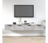 WEMYUFURN Lot de 2 armoires murales en bois gris béton 68 x 30 x 20 cm Étagère murale Buffet bibliothèque pour salon, chambre à coucher et bureau