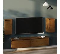 WEMYUFURN Lot de 2 armoires murales en pin massif Marron miel 30 x 30 x 60 cm Étagère murale Étagère murale Buffet pour salon, chambre à coucher et bureau