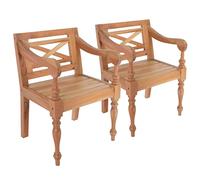 WEMYUFURN Lot de 2 chaises Batavia marron clair en bois massif d'acajou, chaise de chambre à coucher, chaise de bureau, salle à manger, salon, cuisine, chambre à coucher