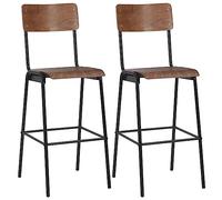 WEMYUFURN Lot de 2 tabourets de bar marron contreplaqué massif en acier - Tabouret de comptoir - Tabouret debout, chaise de bar pour la maison ou le commerce