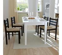 WEMYUFURN Lot de 4 chaises de salle à manger marron en bois massif d'hévéa avec revêtement en velours, dossier carré, rembourrage, ensemble de chaises de salle à manger, construction stable, design