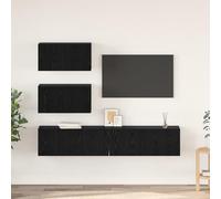 WEMYUFURN Lot de 4 meubles TV en chêne noir - Meuble de salon - Table HiFi - Buffet de salon - 80 x 30 x 30 cm - Matériau du bois