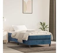 WEMYUFURN Matelas à ressorts ensachés moyen, bleu foncé, 100 x 200 x 20 cm, en velours, avec mousse confortable pour un soutien orthopédique et un sommeil réparateur