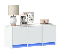 WEMYUFURN Meuble TV avec éclairage LED - Blanc - Meuble TV - Meuble bas - Table basse - 97 x 34 x 40 cm - En matériau dérivé du bois