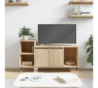 WEMYUFURN Meuble TV bas en chêne Sonoma avec tiroirs 100 x 35 x 55 cm