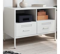 WEMYUFURN Meuble TV blanc - Commode - Meuble TV HiFi - Meuble bas - 68 x 39 x 50,5 cm - Acier