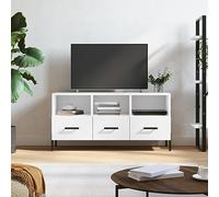 WEMYUFURN Meuble TV blanc - Console avec tiroirs - Table basse - Commode - Buffet suspendu - 102 x 36 x 50 cm - En matériau dérivé du bois