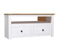 WEMYUFURN Meuble TV d'angle blanc 93 x 49 x 49 cm en pin massif Panama Meuble TV Centre de divertissement Meuble TV Meuble pour salon ou chambre à coucher