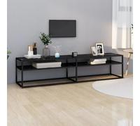 WEMYUFURN Meuble TV noir aspect marbre - Rack HiFi - Table TV - Banc - Buffet suspendu - 180 x 40 x 40,5 cm - Verre trempé