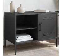WEMYUFURN Meuble TV noir - Support TV - Commode HiFi - Meuble bas - 68 x 39 x 50,5 cm - Acier