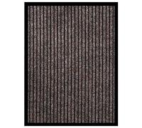 WEMYUFURN Paillasson rayé beige 40 x 60 cm avec bord noir - Surface en feutre aiguilleté anti-salissures en 100 % polypropylène - Dessous en vinyle antidérapant pour un maintien sûr - Idéal