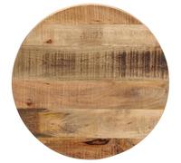 WEMYUFURN Plateau de table - Diamètre : 60 x 1,5 cm - Rond - Bois de manguier massif - Plaque rustique en bois de construction - Pour salon, cuisine