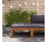 WEMYUFURN Repose-pieds avec coussin gris foncé en bois d'acacia massif pour extérieur, traité à l'huile, rembourré, durable et robuste, combiné avec des pièces de canapé modulaires