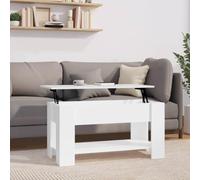 WEMYUFURN Table basse en bois blanc brillant 101 x 49 x 52 cm Table basse, table de salon, table d'appoint, pour salon et bureau, point central pour votre maison